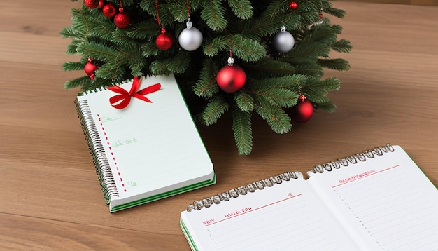 Notepad on christmas tree branches