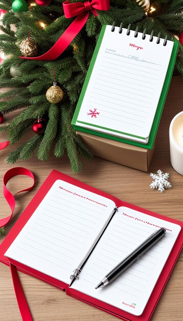 Photo notepad on christmas tree branches