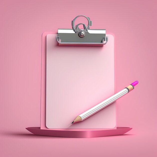 Photo notepad icon clipboard and pencil on pink background