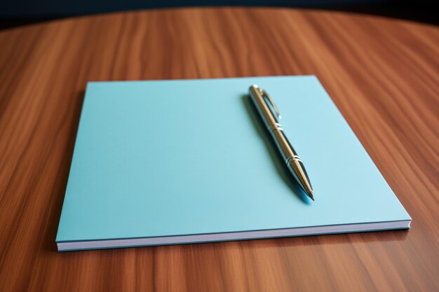 A notepad and a pen on an office desk