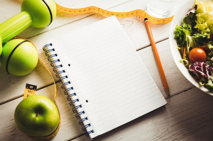 Photo notepad with indicators of healthy lifestyle