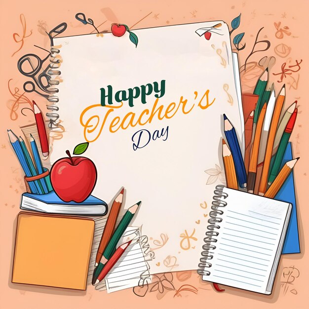 Photo a notepad with the words happy teachers day