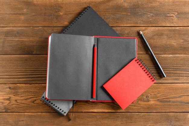 Notepad on the wooden desk table