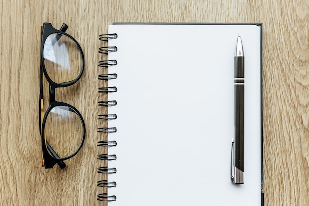 Notepad on the wooden desk