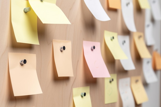 notepapers sticked on white wooden board