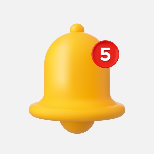 Notification bell with number icon 3d Vector illustration