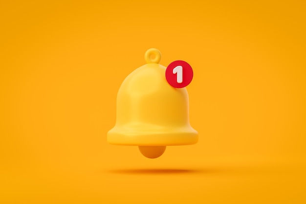 Notification message bell icon alert and alarm on yellow background