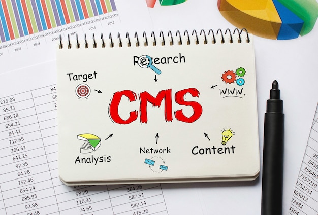 Notitieboekje met Toolls en notities over CMS, concept