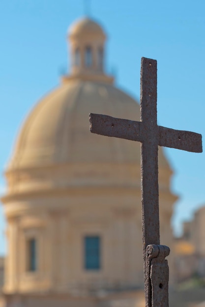 noto sicily church and cross view