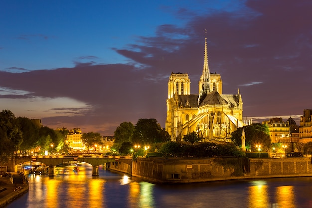Notre Dame Cathedral Parijs-schemering
