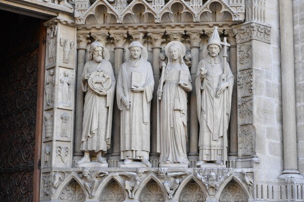 Notre dame facade statue detail