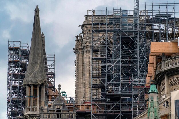 Notre dame paris under restoration detail