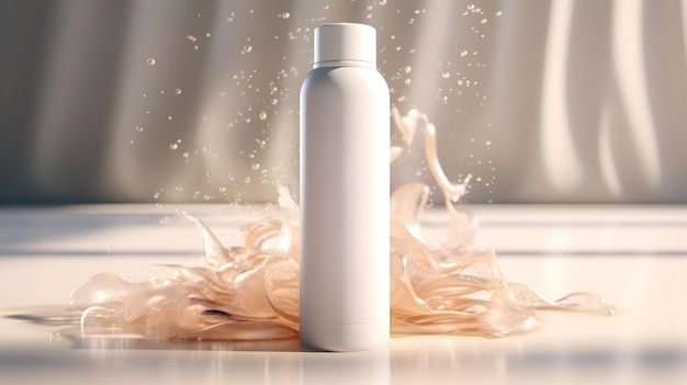 Nourish hair of shampoo or serum or lotion mockup in water splash