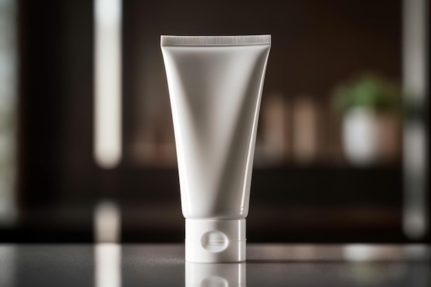 Nourish your skin With a blank white cream tube on a table indulge in a skincare ritual that nourish