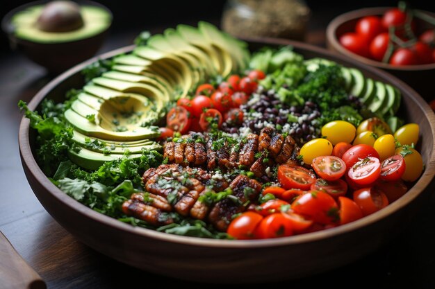 Nourishing Buddha Bowl Featuring Grilled Chicken and Spicy Chickpeas