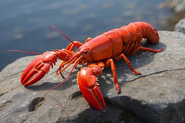 Photo nova scotia lobster on a rock