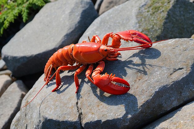 Photo nova scotia lobster on a rock