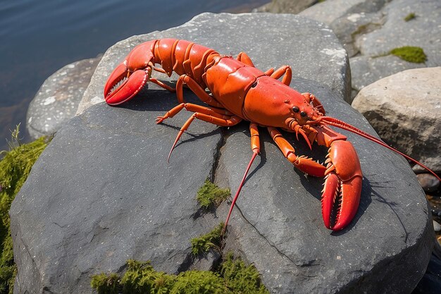 Photo nova scotia lobster on a rock