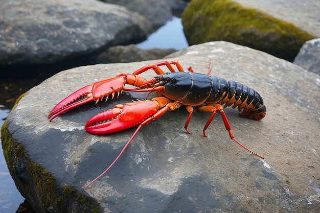 Photo nova scotia lobster on a rock