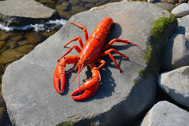 Photo nova scotia lobster on a rock