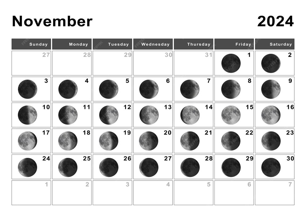 Premium Photo November 2024 lunar calendar, moon cycles, moon phases