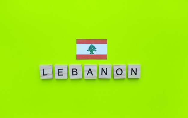 November 22 Lebanese Independence Day the flag of Lebanon a minimalistic banner with an inscription in wooden letters