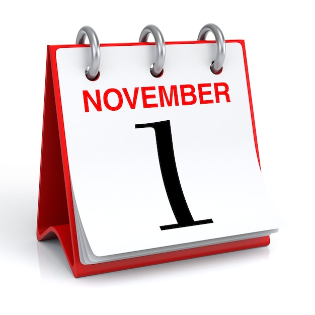 November Calendar 3D Rendering