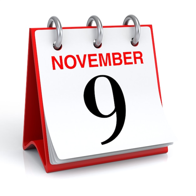 November Calendar 3D Rendering