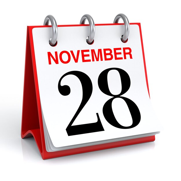 November Calendar 3D Rendering