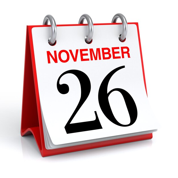 November kalender 3d-rendering