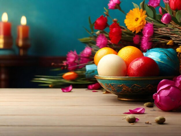 Nowruz festival colorful background design best quality hyper realistic wallpaper image banner template