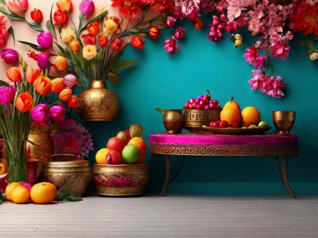 Nowruz festival colorful background design best quality hyper realistic wallpaper image banner template