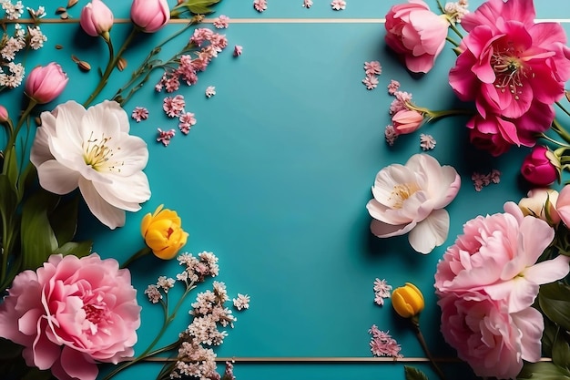 春の花を飾ったソーシャルメディアバナー招待カード
