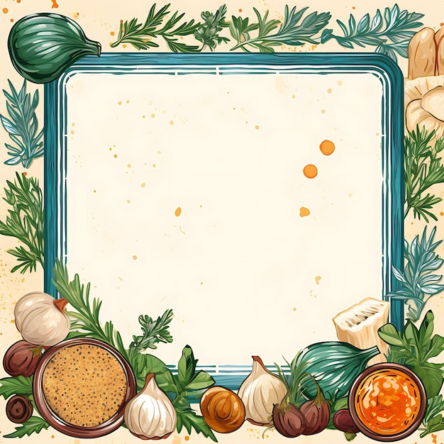 Навруз Иран нарисовал рамку Праздничный дизайн для культуры и кухни Ирана Времена года Еда и напитки