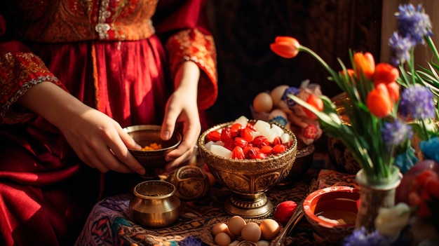 Nowruz traktaties op de tafel Selectieve focus