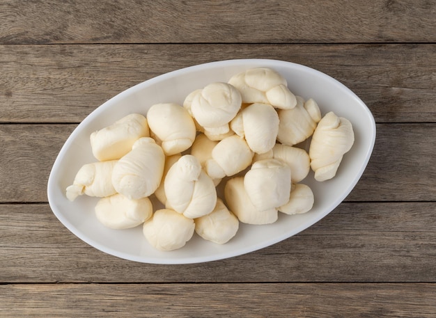 Nozinho or Knot mozzarella typical brazilian artisanal fresh white cheese