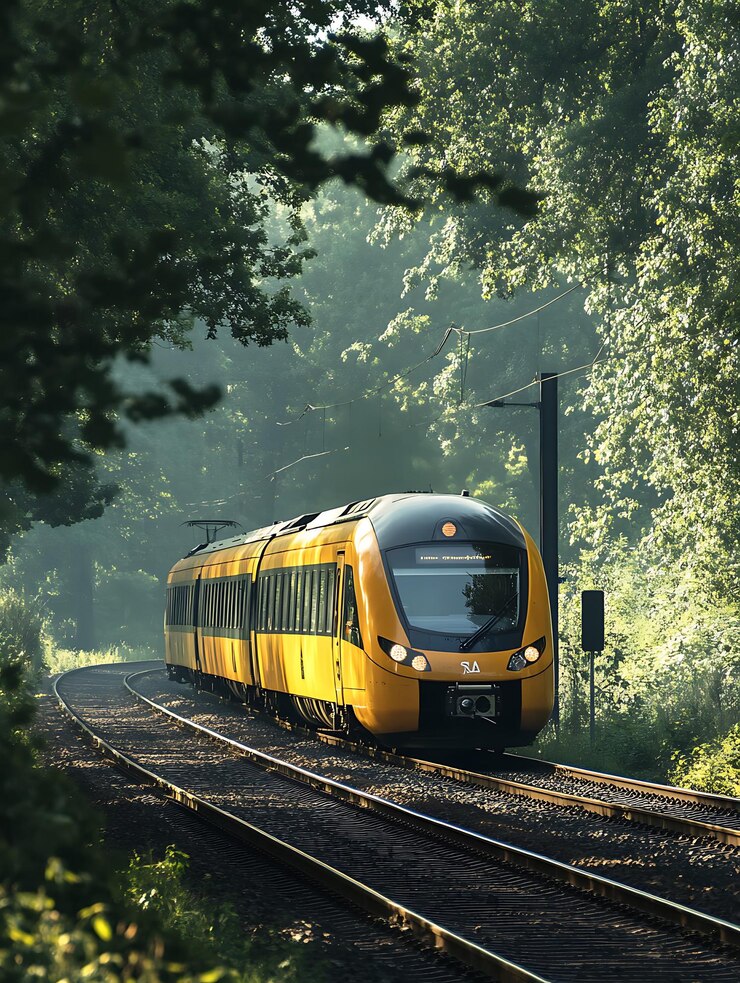 Foto ns-treinreis door het schilderachtige duitse platteland
