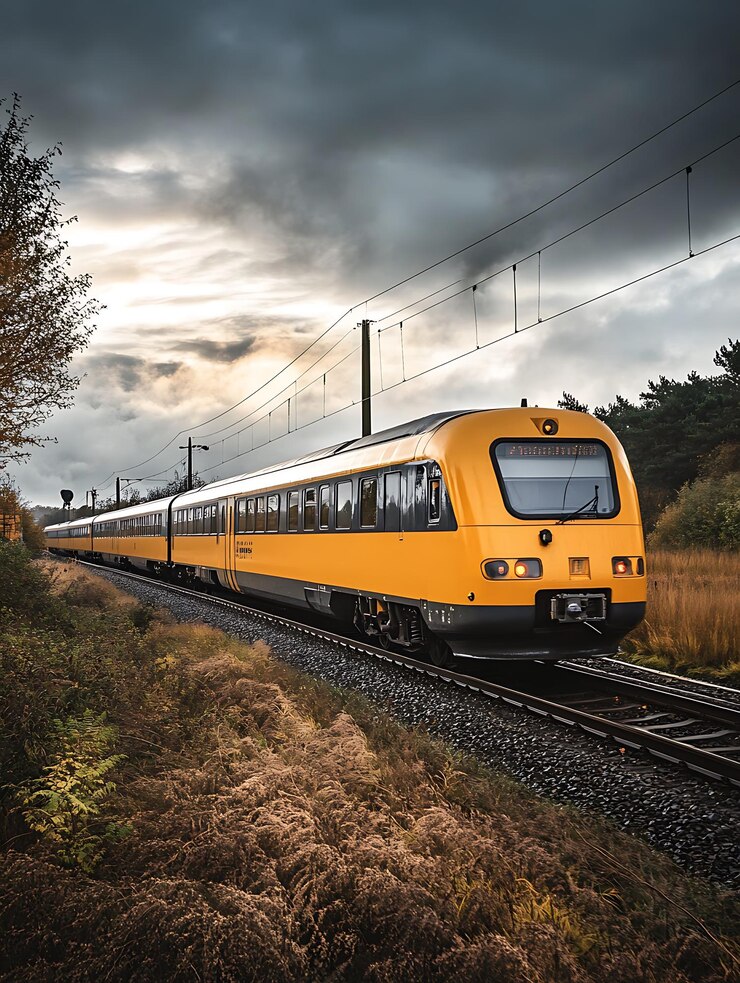 Foto ns-treinreis door het schilderachtige duitse platteland