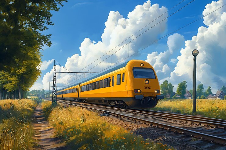 Foto ns-treinreis door het schilderachtige duitse platteland