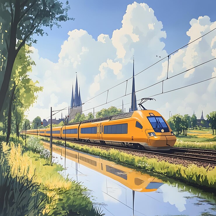 Foto ns-treinreis door het schilderachtige duitse platteland