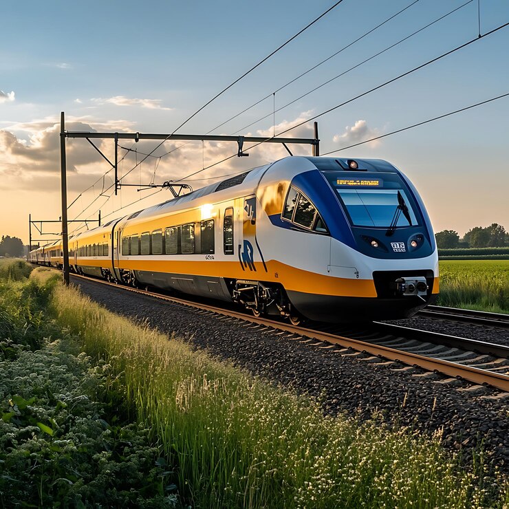 Foto ns-treinreis door het schilderachtige duitse platteland