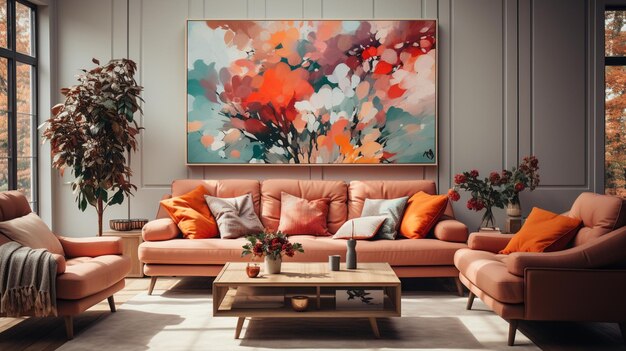 Photo nterior of modern living room with sofa