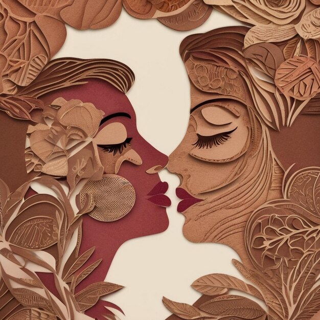 Photo nternational kissing day paper cut