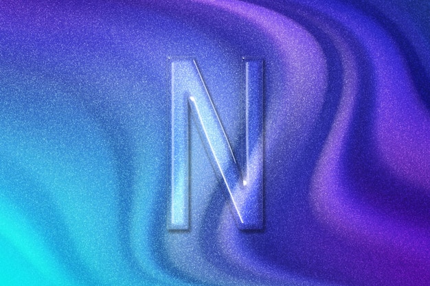 Photo nu sign. nu letter, greek alphabet symbol, violet violet blue background