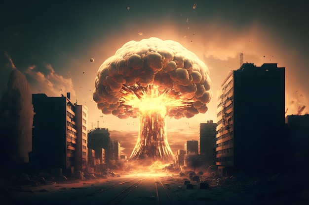 Nucleaire atoomoorlog in de stad, generatieve ai