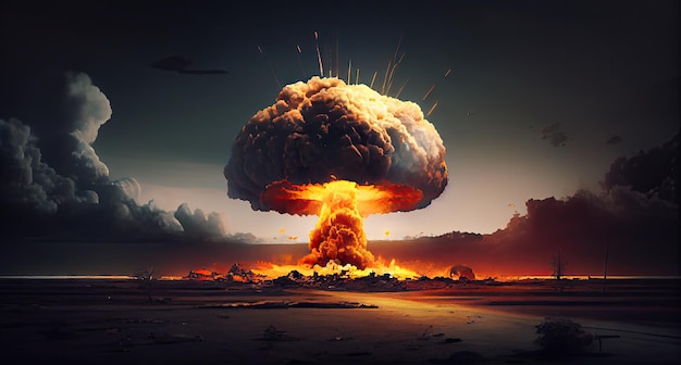 Nucleaire Bom Explosie Nucleaire Paddestoel Atomic Cloud Abstracte Generatieve AI Illustratie