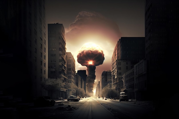 Nucleaire bomexplosie in de stad generative ai