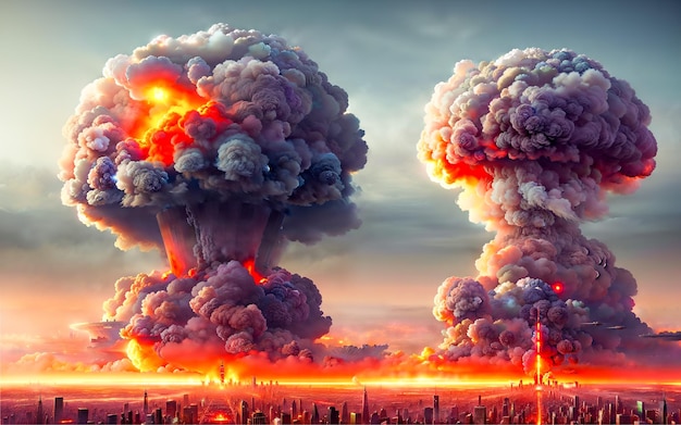 Nucleaire explosie boven de metropool