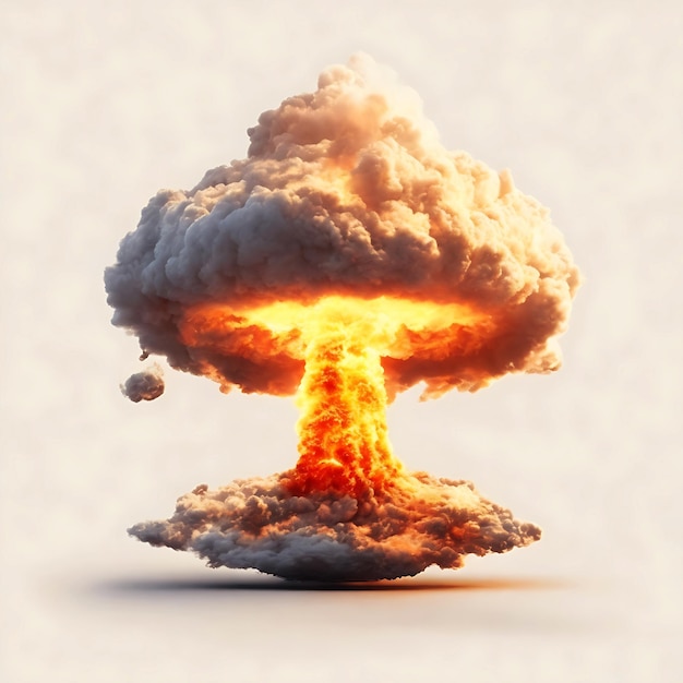 Nucleaire explosie in de woestijn bom paddenstoel radioactieve wolk Generatieve Ai