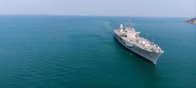 Nuclear battle ship Military navy ship carrier patrol around port